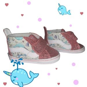 Vans Infant Girls Pink Sparkle Velcro Soft Sole HighTops